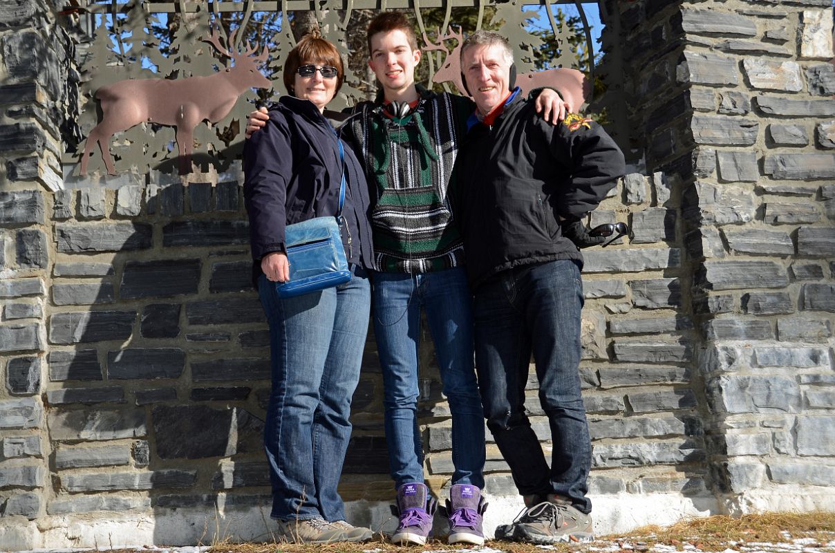 38 Charlotte Ryan, Peter Ryan and Jerome Ryan Next To Banff Bow River Bridge In Winter